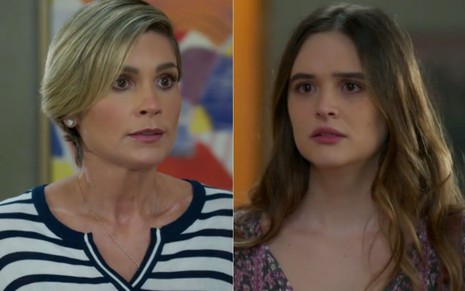 Montagem das atrizes Flávia Alessandra e Juliana Paiva em cena de Salve-se Quem Puder
