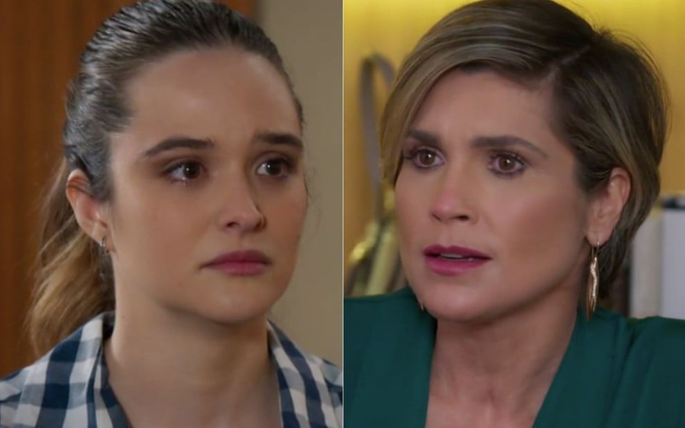 Montagem das atrizes Juliana Paiva e Flávia Alessandra em cena de Salve-se Quem Puder