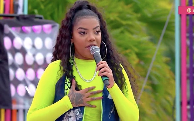 A cantora Ludmilla na apresentação do SóTocaTop Verão neste sábado (4), na Globo