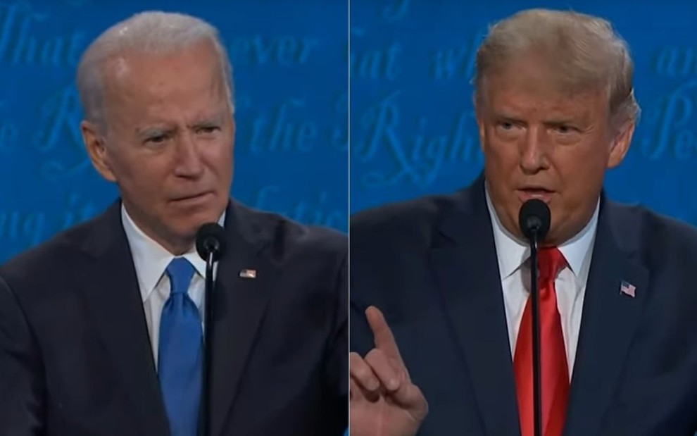 Montagem de fotos com Joe Biden e Donald Trump, que fizeram o último debate da campanha dos Estados Unidos