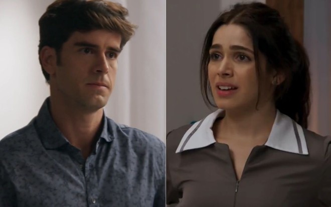 Montagem do ator Marcos Pitombo e da atriz Sabrina Petraglia como Felipe e Shirlei de Haja Coração