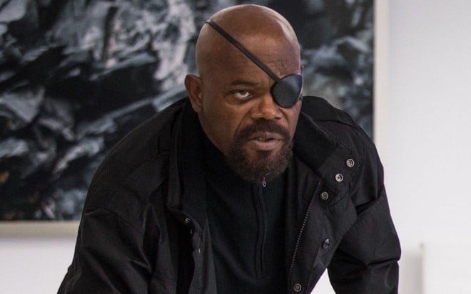 Samuel L. Jackson como Nick Fury em Homem-Aranha: Longe de Casa (2019)