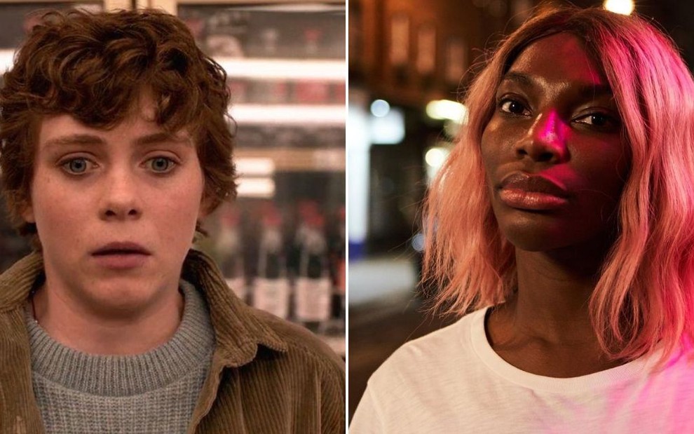 Sophia Lillis parece assustada em I Am Not Okay With This; e Michaela Coel surge de cabelo rosa e camiseta branca em I May Destroy You