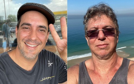 Montagem de fotos com o apresentador Andre Marques (à esquerda) e Boninho (à direita) em fotos publicadas no Instagram