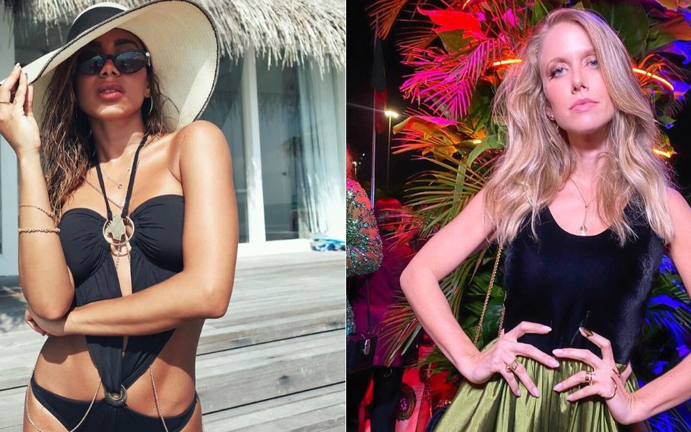 A cantora Anitta e a advogada e comentarista Gabriela Prioli em fotos publicadas no Instagram
