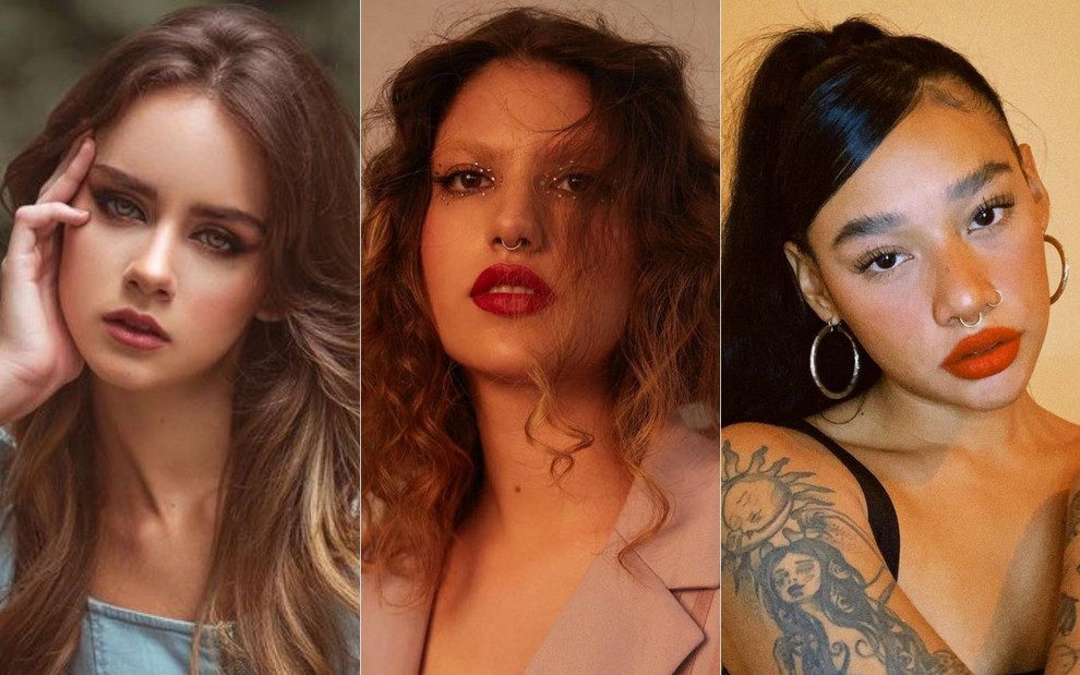 As atrizes Azul Guaita (à esquerda), Giovanna Grigio (centro) e Lizeth Selene (à direita) em fotos publicadas no Instagram