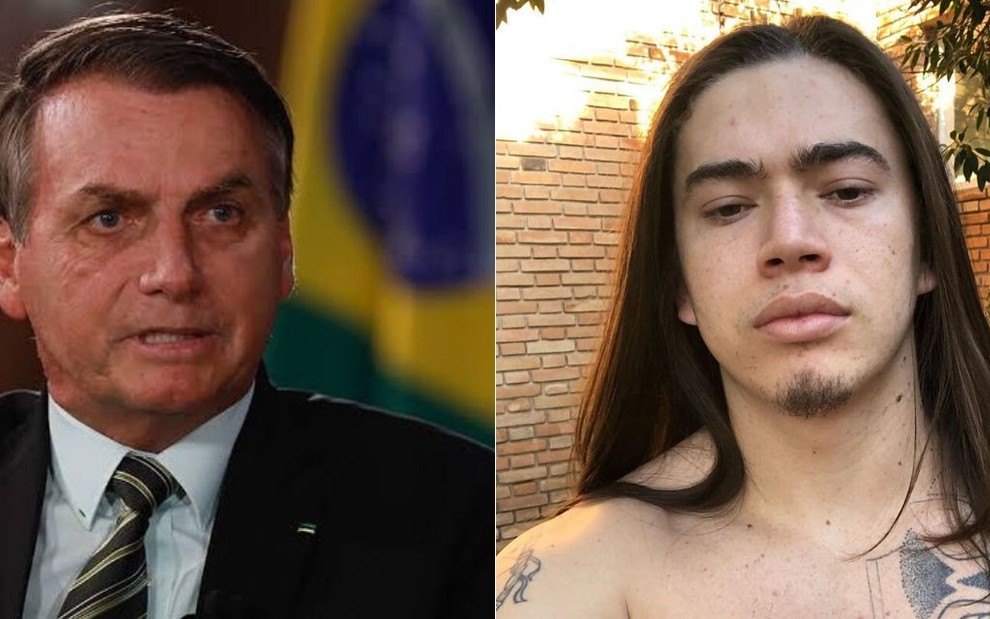 Montagem de fotos com o presidente Jair Bolsonaro (à esquerda) e Whindersson Nunes (à direita) 