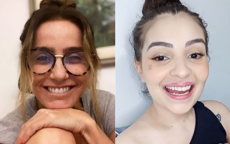 As atrizes Monique Curi (à esquerda) e Mabel Calzolari (à direita) em fotos publicadas no Instagram