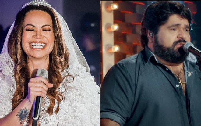 Montagem com a cantora Solange Almeida e o cantor Fabiano, da dupla com César Menotti 