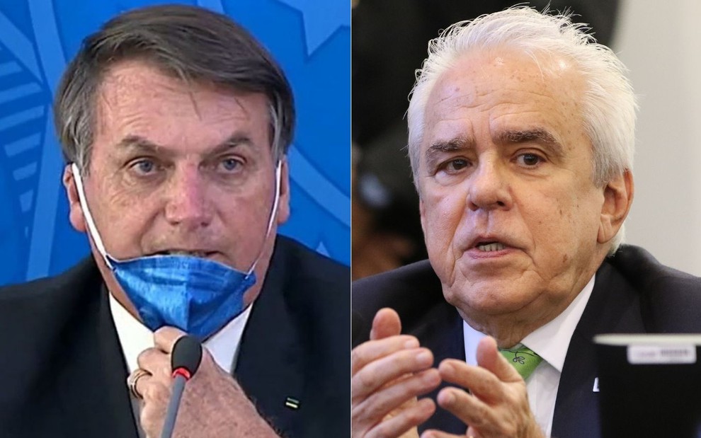 Montagem de fotos com Jair Bolsonaro e Roberto Castello Branco, da Petrobras