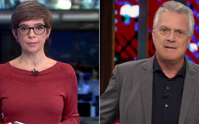 Montagem de fotos com Renata Lo Prete, do Jornal Globo, e Pedro Bial, do Conversa com Bial