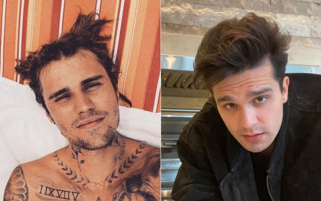 Montagem com os rostos de Justin Bieber e Luan Santana