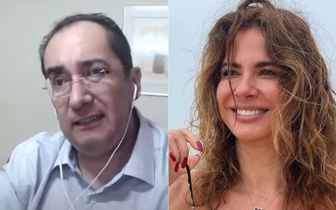 Montagem com os rostos de Jorge Kajuru e Luciana Gimenez