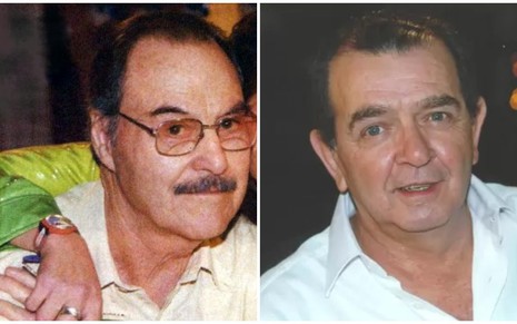 Os atores Leonardo Villar (1923-2020) e Umberto Magnani (1941-2016) em cenas da novela Laços de Família (2000)