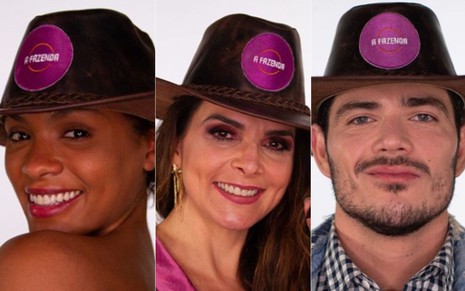 Lidi Lisboa, Luiza Ambiel e JP Gadêlha com chapéus de fazendeiros