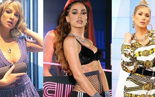 Montagem com fotos da atriz Luana Piovani, da cantora Anitta e da apresentadora Lívia Andrade