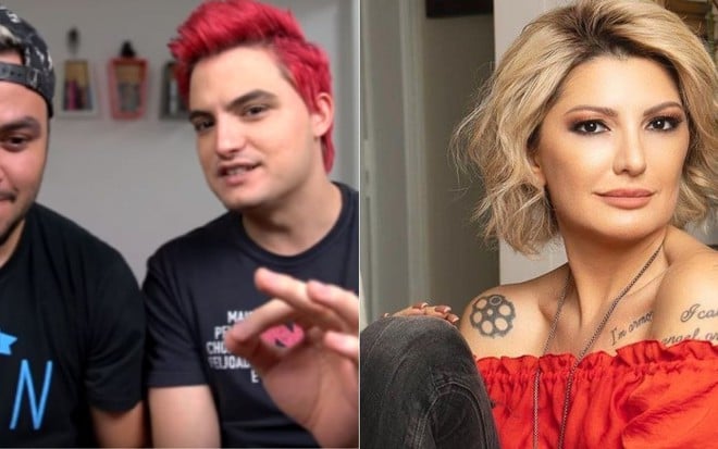 Montagem com imagens de Luccas e Felipe Neto e Antonia Fontenelle