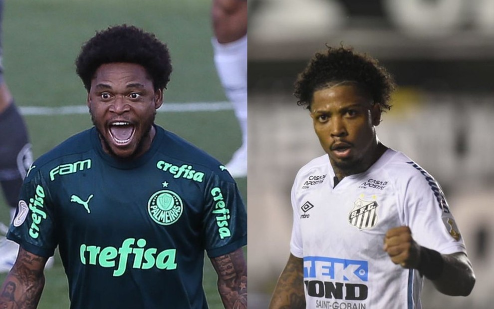 Montagem dos atacantes Luiz Adriano, do Palmeiras, e Marinho, do Santos