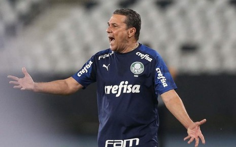 Vanderlei Luxemburgo, técnico do Palmeiras, comanda o time em jogo do Brasileirão