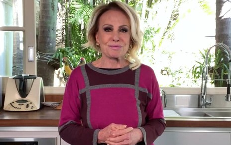 A apresentadora Ana Maria Braga no Mais Você durante o Encontro, na Globo