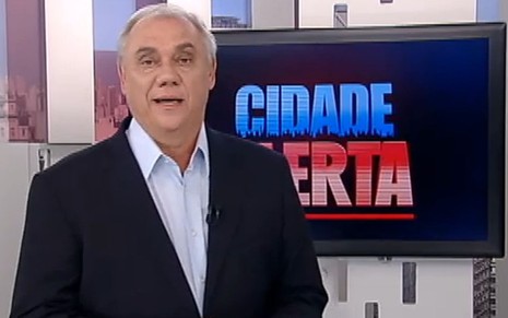 O apresentador Marcelo Rezende (1951-2017) em edição do Cidade Alerta
