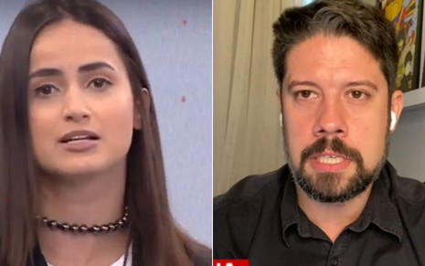 A apresentadora Mari Palma no Live CNN Brasil da semana passada; Phelipe Siani em entrada no Live CNN Brasil nesta segunda-feira (30)