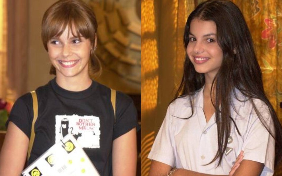As atrizes Débora Falabella e Sthefany Brito sorriem em O Clone (2001)