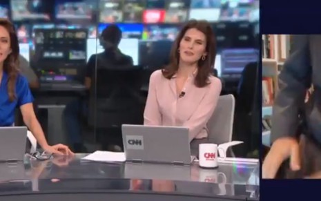 Monalisa Perrone e Carol Nogueira na bancada do Expresso CNN em 19 de março de 2020
