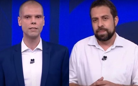 Imagem dos candidatos Bruno Covas e Guilherme Boulos, em debate da CNN Brasil