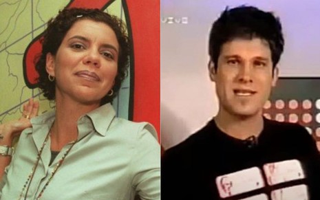 Montagem de fotos com Astrid Fontenelle e Edgard Piccoli, VJs da MTV Brasil na década de 1990