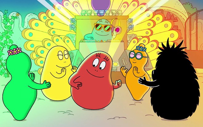Os personagens de Barbapapa dançam diante de uma mesa de DJ