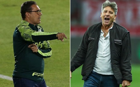 Montagem de fotos com Vanderlei Luxemburgo (técnico do Palmeiras) e Renato Gaúcho (técnico do Grêmio)