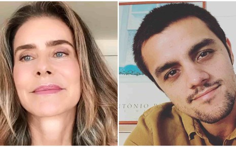 Os atores Maitê Proença e Felipe Simas em selfies publicadas em seus perfis no Instagram