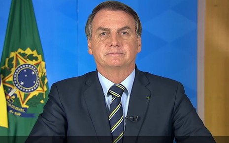 Presidente da República, Jair Bolsonaro em discurso feito do Palácio do Planalto