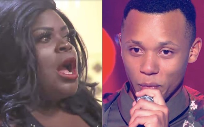 Montagem de fotos com Jojo Todynho ganhando A Fazenda 12 e Victor Alves cantando no The Voice Brasil