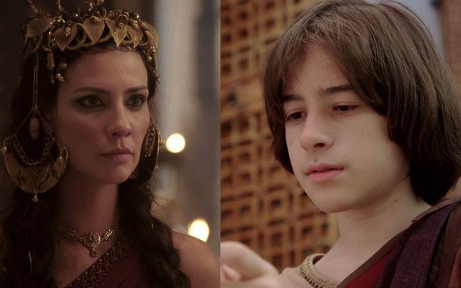 Montagem dos atores Camila Rodrigues e Rafael Sun, respectivamente nos papéis de Nadi e Abrão