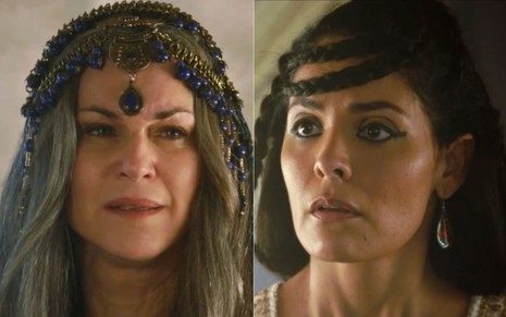 Montagem das atrizes Adriana Garambone e Hylka Maria em cena de Gênesis