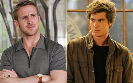 Montagem com os atores Ryan Gosling em Amor a Toda Prova (2011) e Andrew Garfield em O Espetacular Homem-Aranha (2012)