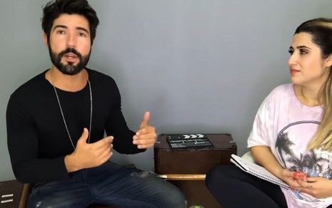 Sandro Pedroso e Jéssica Costa em vídeos para o canal da filha de Leonardo no YouTube
