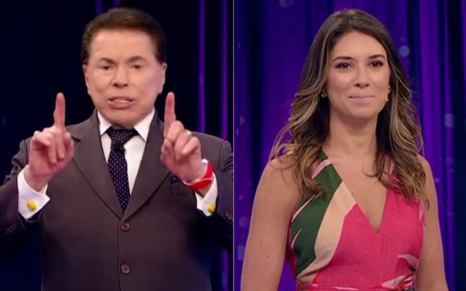 Montagem de fotos com Silvio Santos e Rebeca Abravanel no comando do Roda a Roda, do SBT