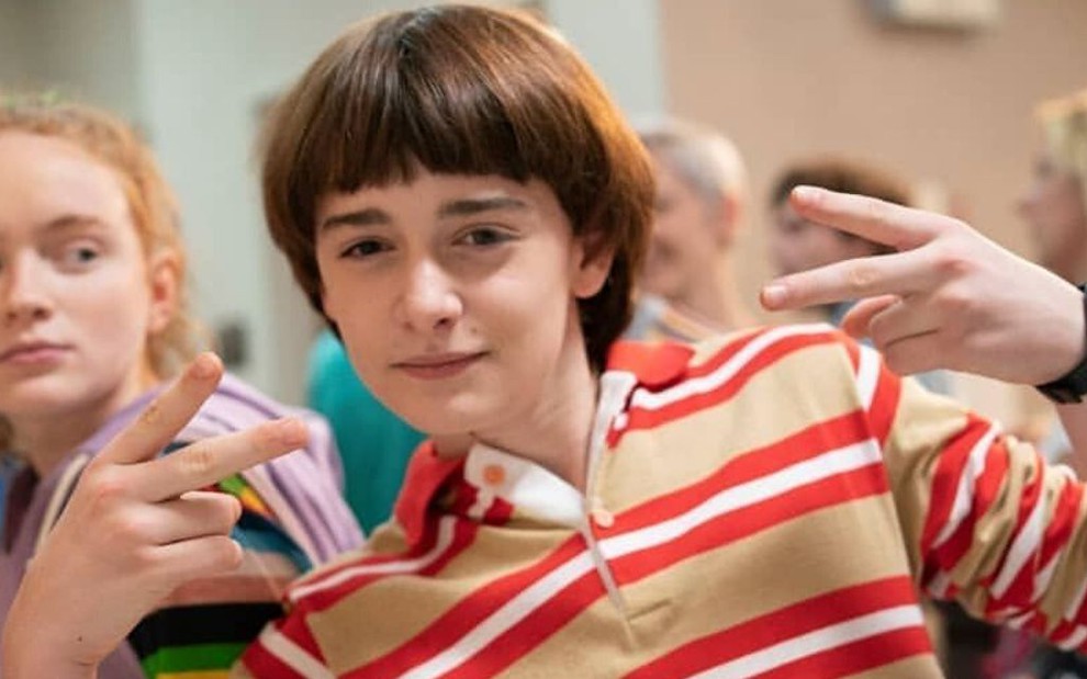 Noah Schnapp, o Will de Stranger Things, durante as gravações da terceira temporada da série Netflix