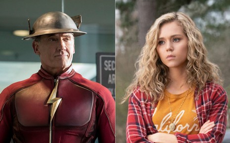 Montagem com John Wesley Shipp em The Flash e Brec Bassinger em Stargirl