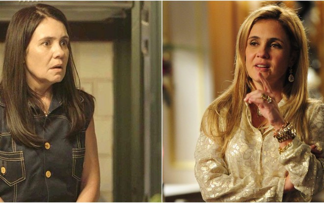 A atriz Adriana Esteves em cenas como Thelma, de Amor de Mãe, e Carminha, de Avenida Brasil