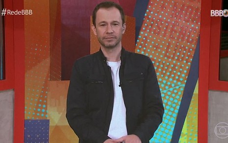 O apresentador Tiago Leifert no BBB21 de sábado (8) na Globo