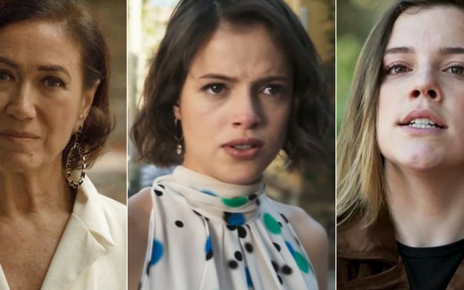 Montagem das atrizes Lilia Cabral, Agatha Moreira e Alice Wegmann, de O Sétimo Guardião, A Dona do Pedaço e Órfãos da Terra, respectivamente