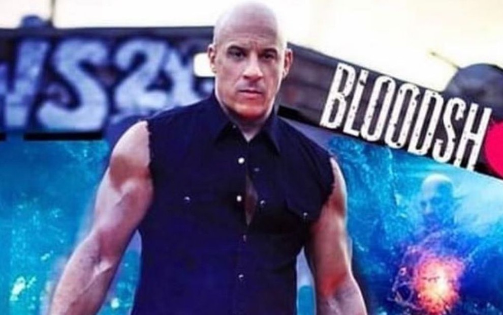 Imagem do ator norte-americano Vin Diesel, em ação no filme Bloodshot