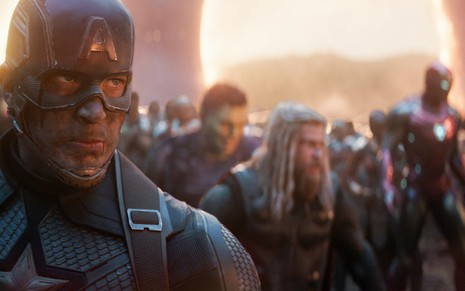 O ator Chris Evans em destaque, na pele do Capitão América, em cena do filme Vingadores: Ultimato
