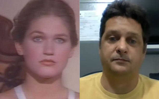 Montagem de fotos de Xuxa Meneghel em cena de Amor Estranho Amor (1982) e Marcelo Ribeiro no Na Lata