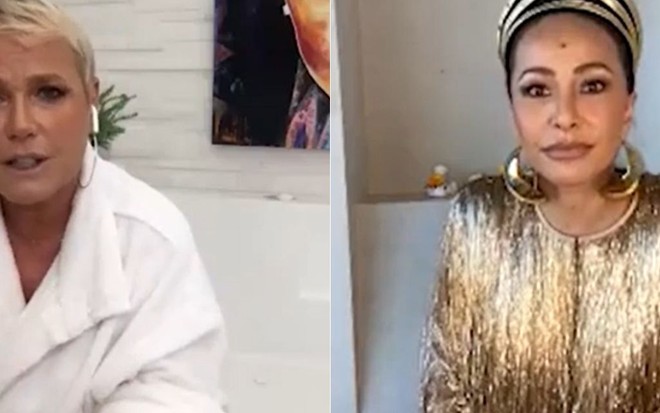 Xuxa Meneghel e Sabrina Sato durante bate-papo para o canal da japa no YouTube em 1º de junho de 2020