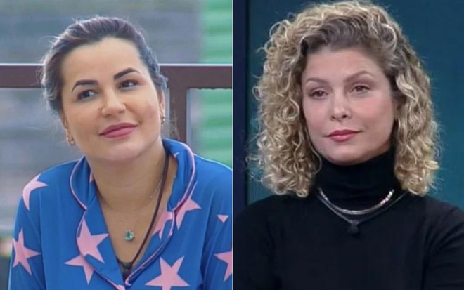 Montagem de fotos de Deolane e Bárbara em A Fazenda 14, da Record